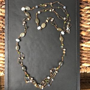 Retired Silpada Brown Silk/Multi-Stone Necklace